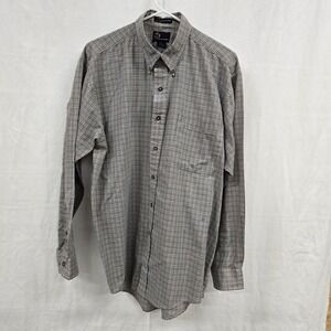Trading Company Shirt Long Sleeve Blue Tan Cotton